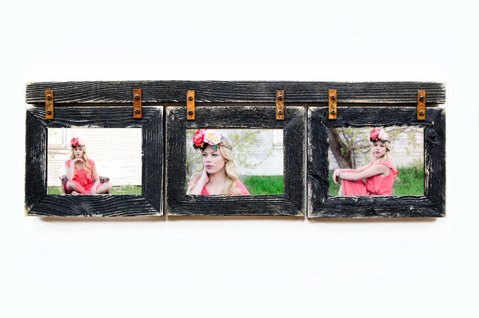 Barnwood Collage Frame 3 hole 4x6 Multi Opening Frame-Rustic Picture Frame-Reclaimed-Landscape or Portrait-Collage Frame