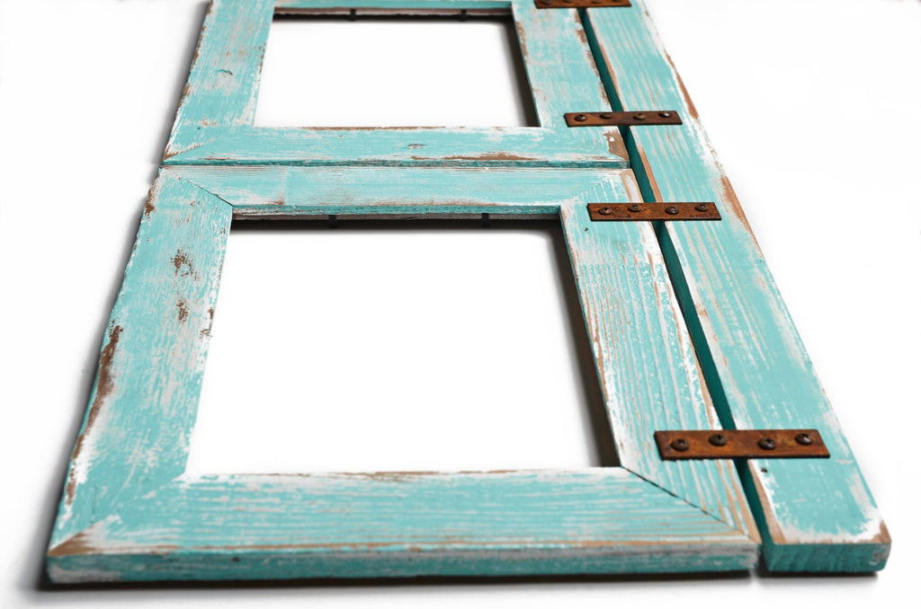 8x10 Barnwood Collage Picture Frame. Multi Opening Frame. Turquoise Picture Frame. Photo Frame. Rustic Picture Frame. Wedding Frame. Summer
