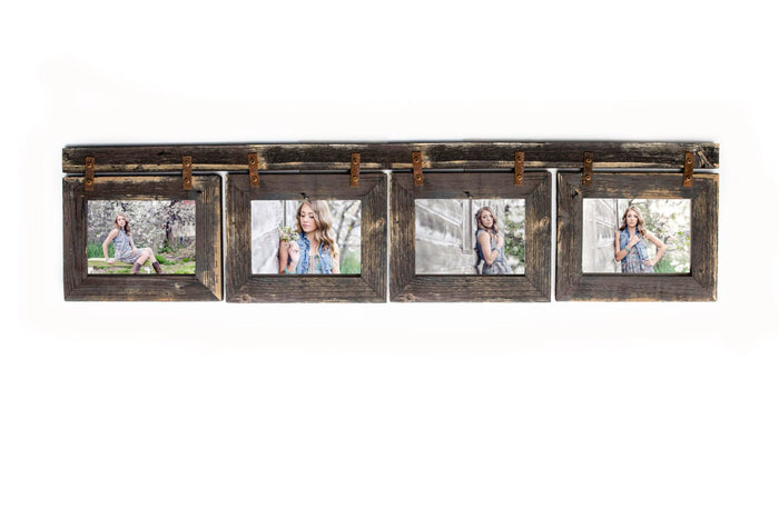 Barnwood Collage Frame 4 hole 5x7 Multi Opening Frame-Rustic Picture Frame-Reclaimed-Landscape or Portrait-Collage Frame