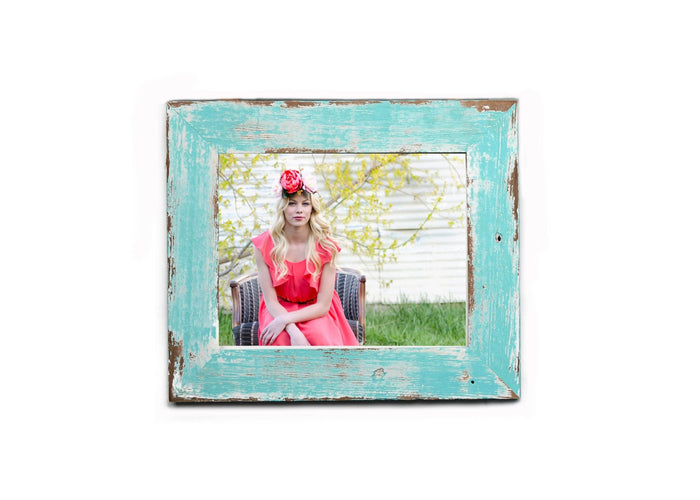 Farmhouse Distressed Turquoise Barnwood Picture Frame-Rustic Picture Frame-Home Decor Frame-Reclaimed-Cottage ChicHandmade