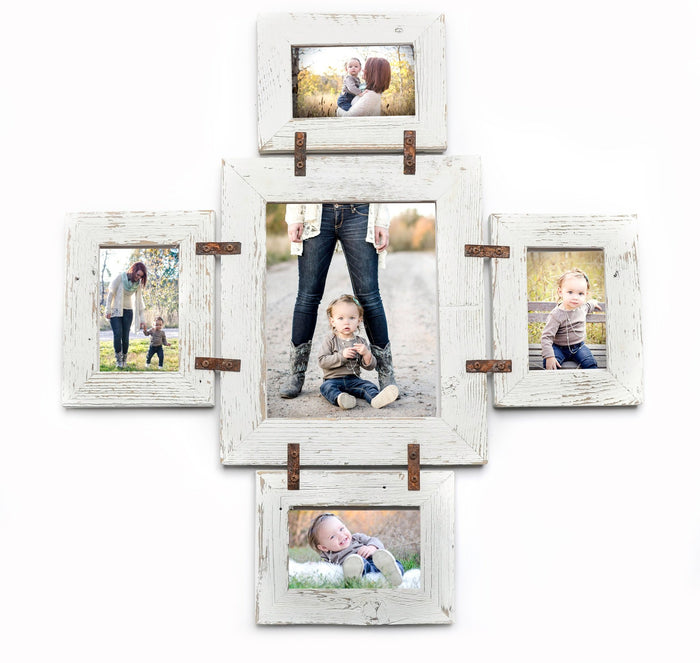 Barnwood Collage Frame-Classic Picture Frame-Rustic Picture Frame-Farmhouse Frame-4x6 Frame-5x7 Frame-8x10 Frame-White Frame-Multi Opening