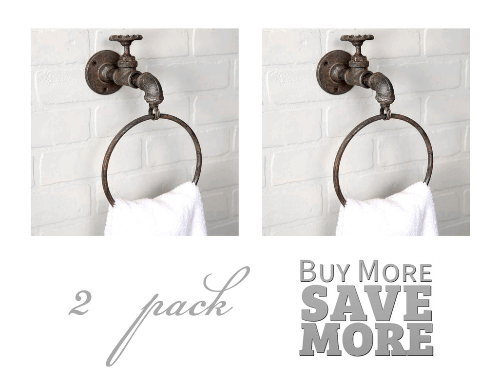 Multi Pack Industrial Towel Ring -Water Spigot Towel Ring - Bath Towel Rack-Towel Holder-Bathroom Towel Rack-Rustic Home Decor - Towel Ring