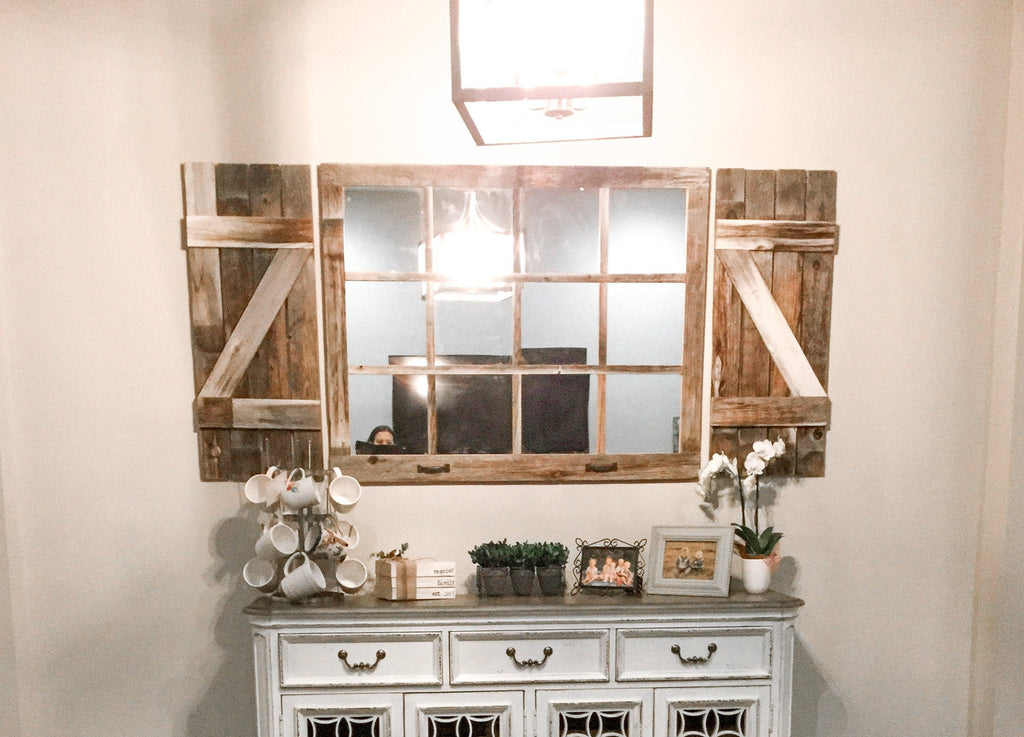 46"x 36" Farmhouse Wall Decor Window Mirror