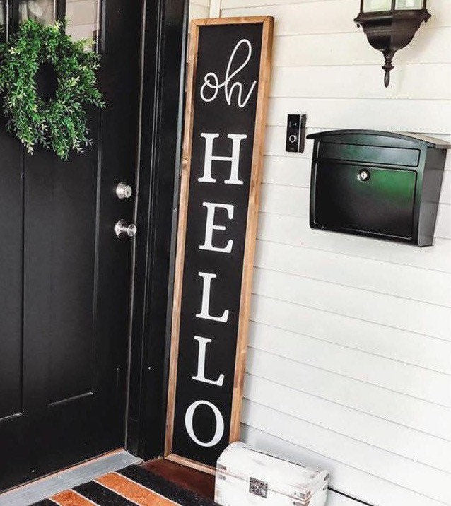 Oh Hello Wood Front Porch Sign