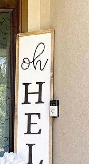 oh hello welcome sign for front porch, farmhouse welcome sign, vertical wooden sign, vertical welcome sign, farmhouse welcome sign,