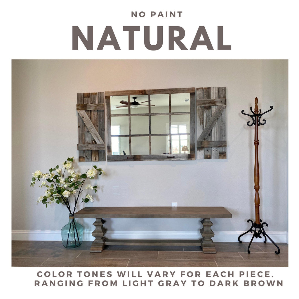 46&quot;x 36&quot; Farmhouse Wall Decor Window Mirror - Rustic Window Mirror - Rustic Mirror - Large Window Mirror - Window Pane Mirror