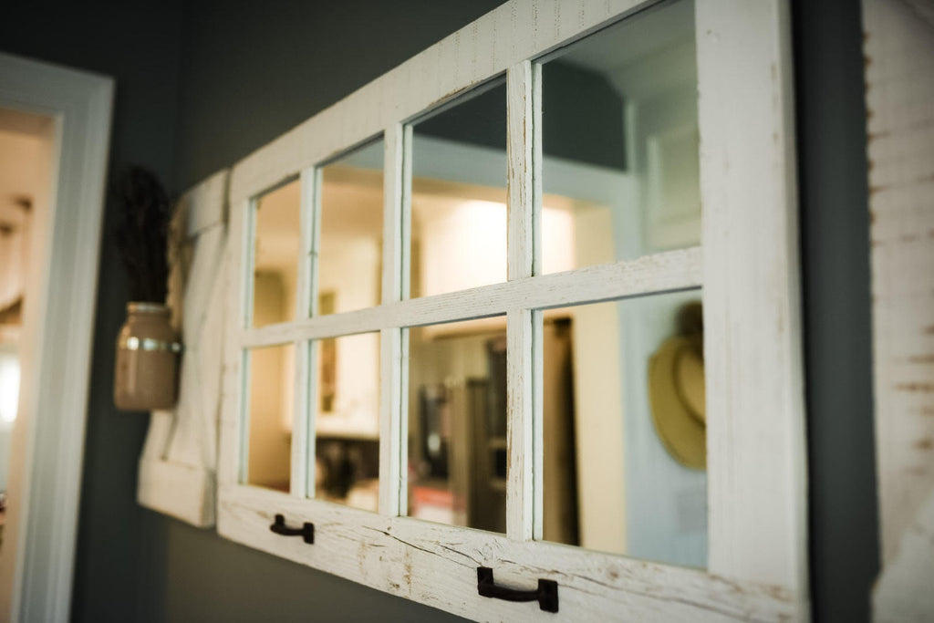 8 Pane Farmhouse Wall Decor Window Mirror - Rustic Window Mirror - Rustic Mirror - Large Window Mirror - Window Pane Mirror