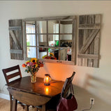 46"x 36" Farmhouse Wall Decor Window Mirror - Rustic Window Mirror - Rustic Mirror - Large Window Mirror - Window Pane Mirror