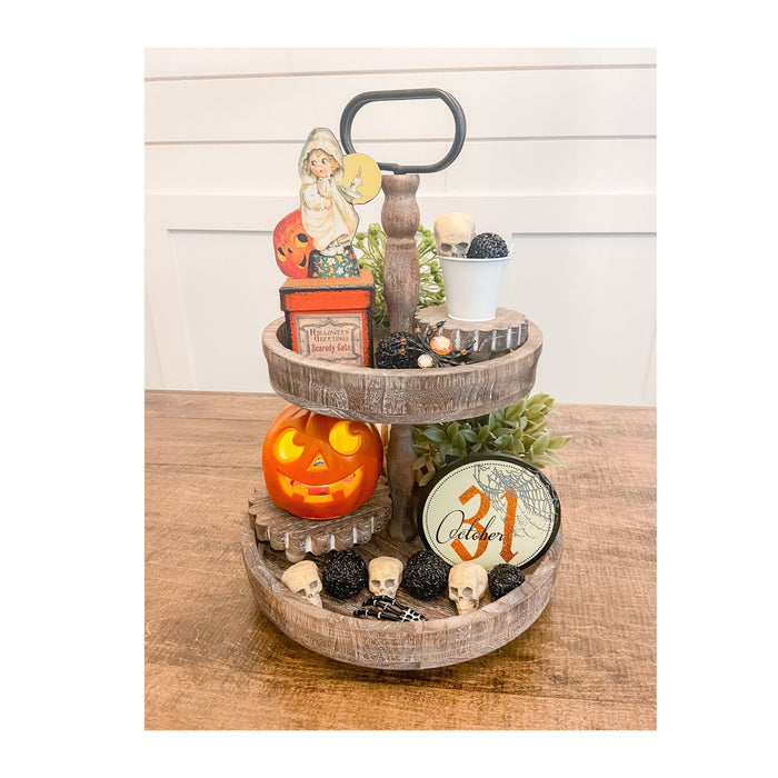 Two Tiered Tray, Tiered Tray, Halloween Decor, Halloween Home Decor, Farmhouse Decor, Holiday Decor, Fall Decor, Tiered Tray Autumn Decor,