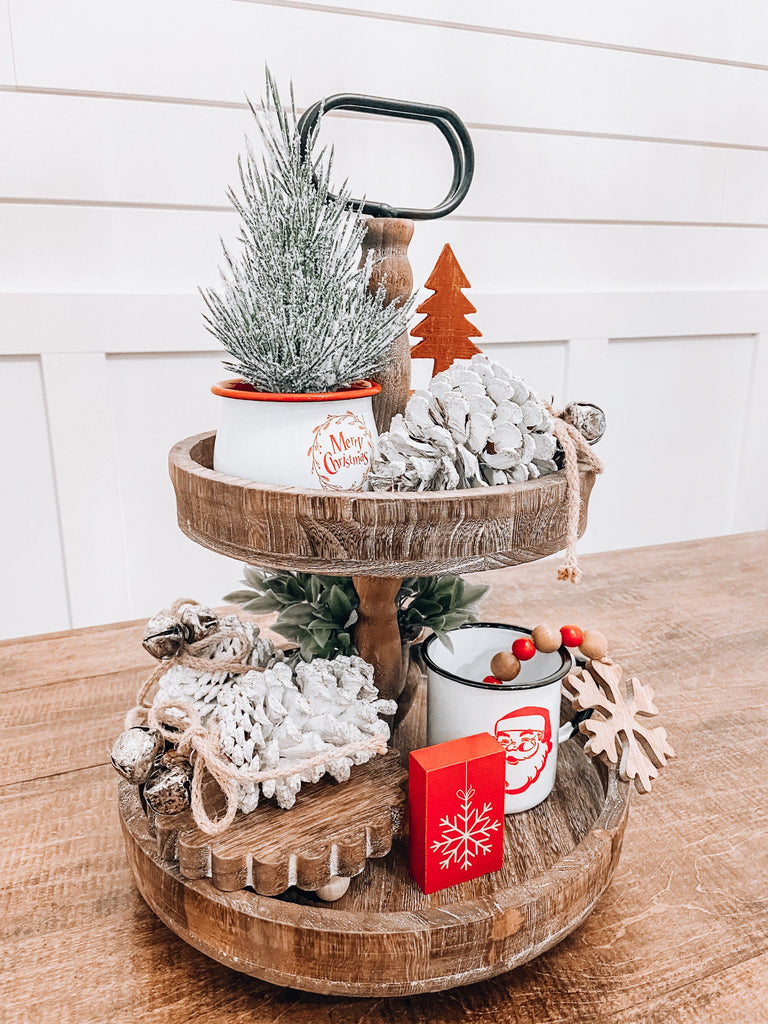 Christmas Tiered Tray, Farmhouse Christmas, Holiday Tiered Tray Decor, Christmas Decor, Holiday Decor, Christmas Decoration,Rustic Christmas