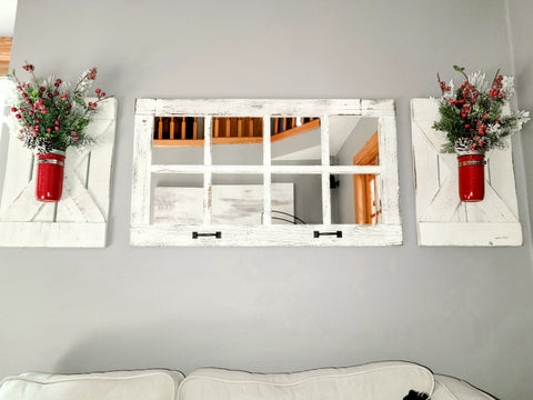 8 Pane Farmhouse Wall Decor Window Mirror - Rustic Window Mirror - Rustic Mirror - Large Window Mirror - Window Pane Mirror