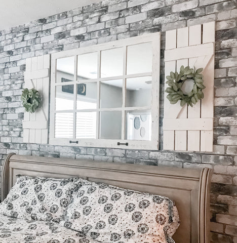 Farmhouse Wall Decor Window Mirror Shutters, Large Wall Decor, Mirror Wall Decor, Large Wall Art, Farmhouse Decor, Living Room Wall Decor