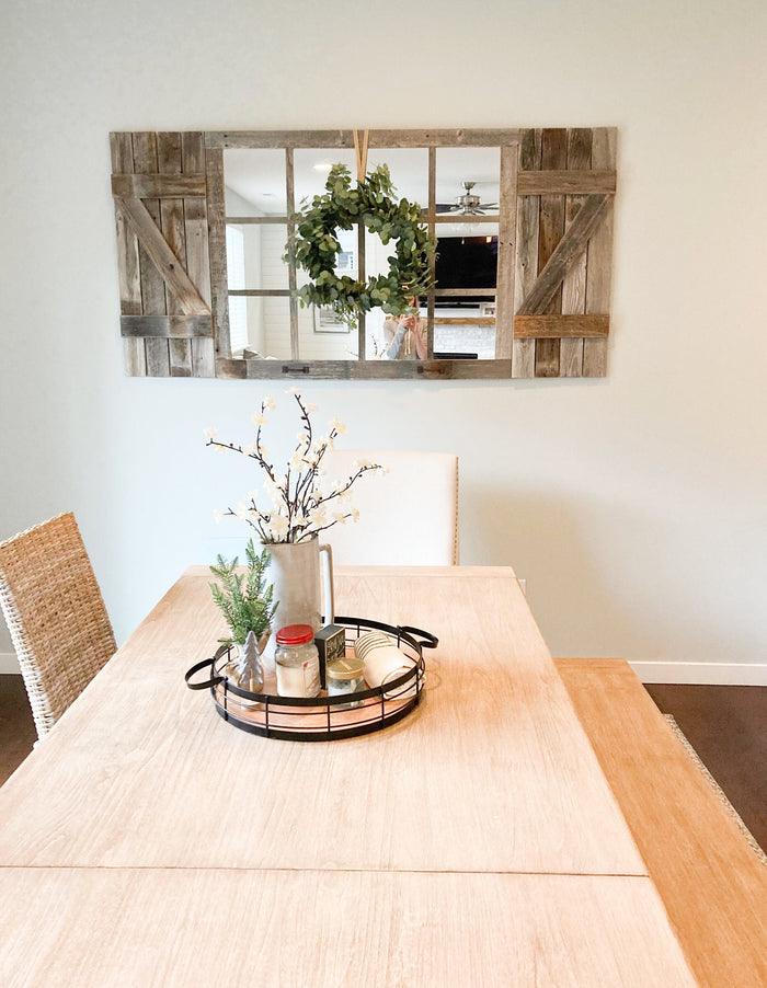 46"x 36" Farmhouse Wall Decor Window Mirror - Rustic Window Mirror - Rustic Mirror - Large Window Mirror - Window Pane Mirror