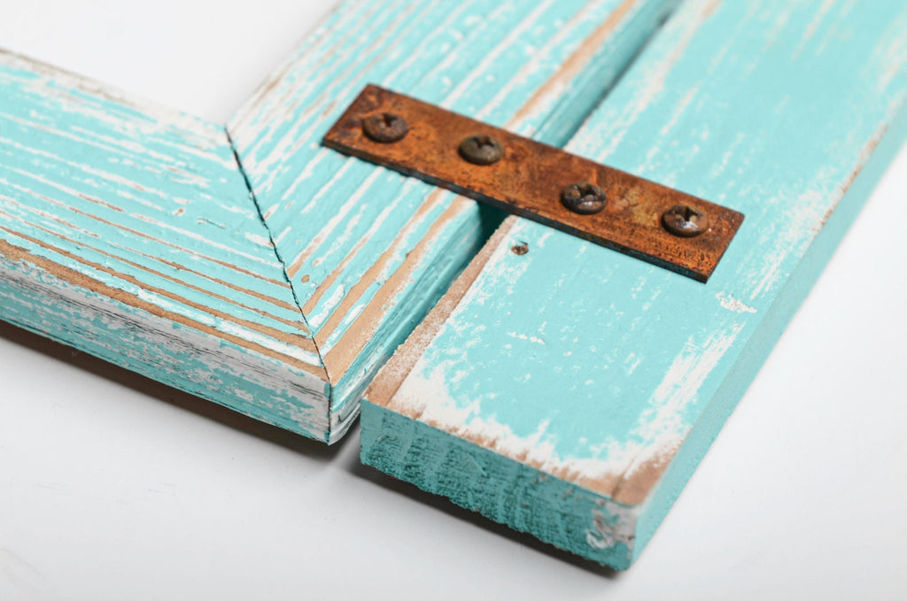 Barnwood Collage Turquoise Frame 3) 4x6 Multi Opening Frame-Rustic Picture Frame-Reclaimed-Landscape or Portrait-Collage Frame-Collage Frame