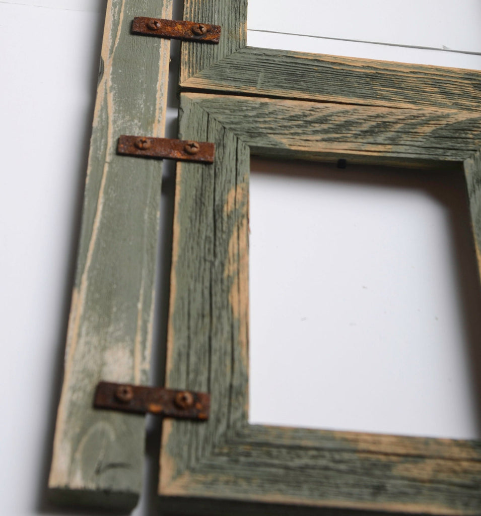 2" Barnwood Collage Sage Frame 3) 4x6 Multi Opening Frame-Rustic Picture Frames-Reclaimed-Cottage Chic-Collage Frame