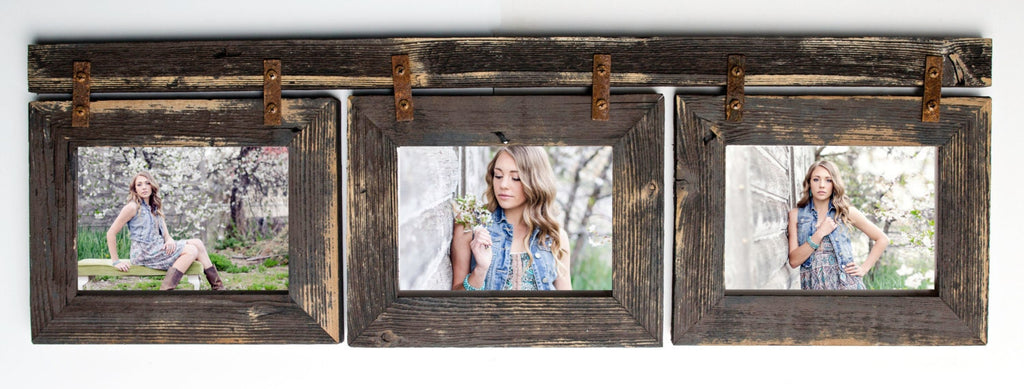 5 hole 4x6 Multi Opening Collage Barnwood Frame-Rustic Picture Frame-Reclaimed-Landscape or Portrait-Collage Frame