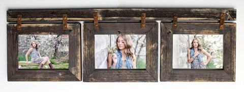 Barnwood Collage Frame 3 hole 5x7 Multi Opening Frame-Rustic Picture Frame-Reclaimed-Landscape or Portrait-Collage Frame