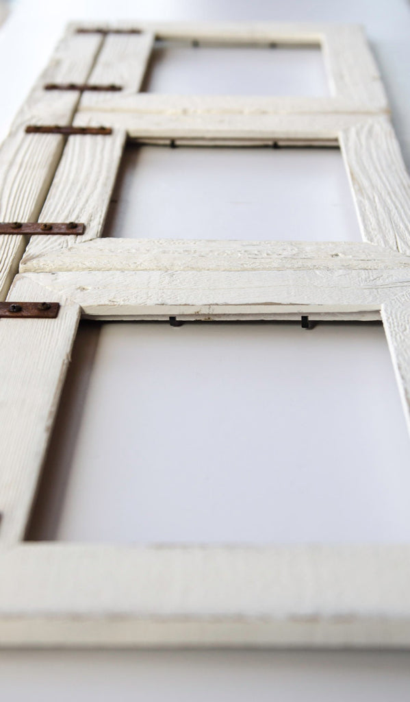 Barnwood Collage Ivory Frame 3) 5x7 Multi Opening Frame-Rustic Picture Frame-Reclaimed-Landscape or Portrait-Collage Frame-Collage Frame