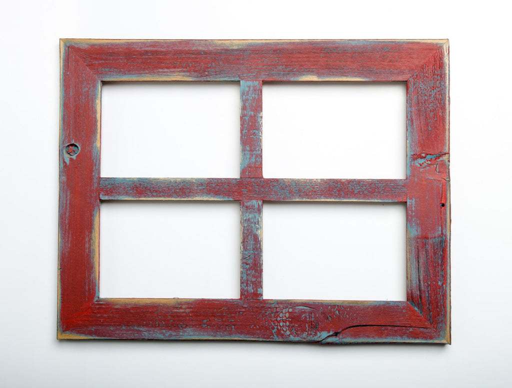 2" 4 hole 8x10 Barn Window Collage Picture Frame - Poppy & Ocean - Distressed Frame-Collage Frame-Picture Frames