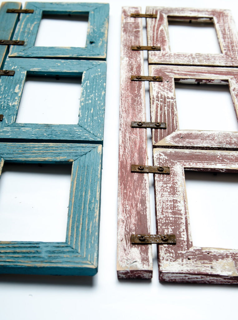 Set of 2 Barnwood Collage Rustic Frames 3) 5x7 Multi Opening Frame-Reclaimed-Landscape or Portrait-Collage Frame-Collage Frame-Pictue Frames