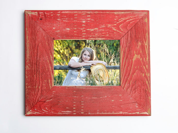 Picture Frame 8x8 8x10 or 8.5x11 shabby frame distressed photo frame, rustic picture frame, poppy red SEVERAL colors to choose from