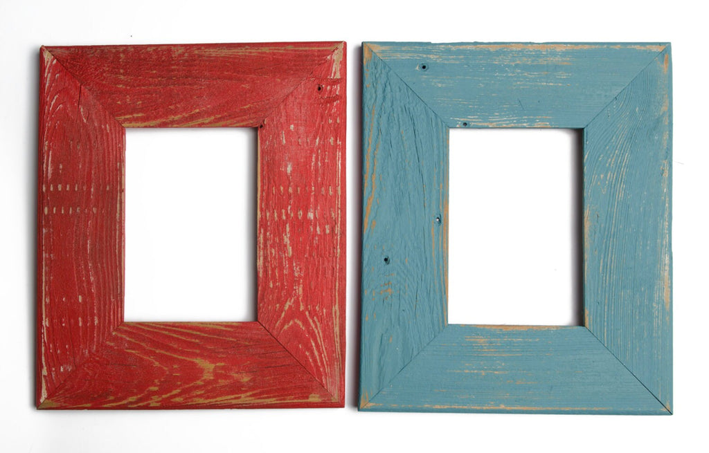 Set of TWO 5x7 Wide Rustic Barnwood Distressed Rustic Picture Frame-Farmhouse Distressed Frame- Poppy & Ocean