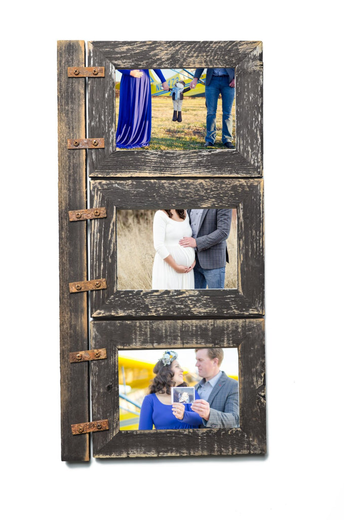 Barnwood Collage Frame 3 hole 4x6 Multi Opening Frame-Rustic Picture Frame-Reclaimed-Landscape or Portrait-Collage Frame